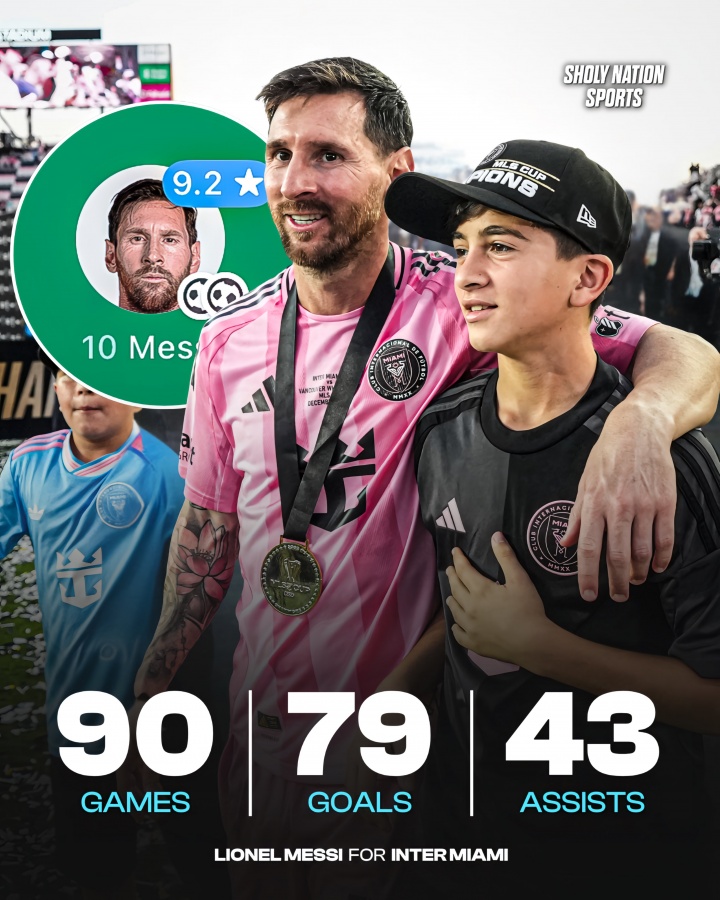 撑起队史！迈阿密队史射手榜：梅西90场79球遥遥领先，苏牙第二